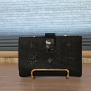 MCM Black Wallet with Silver Hardware